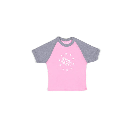 GROOVY GROOVY 10 Stars Pink Cropped Baby Tee